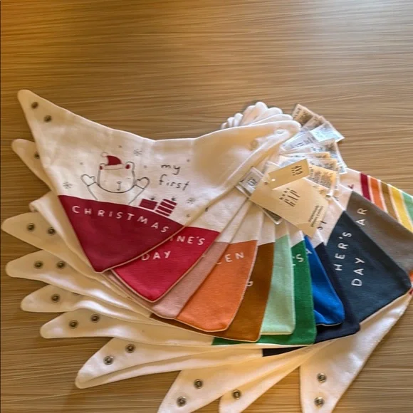 Colorful Holiday Baby Bandana Bib Set - Picture 1 of 14